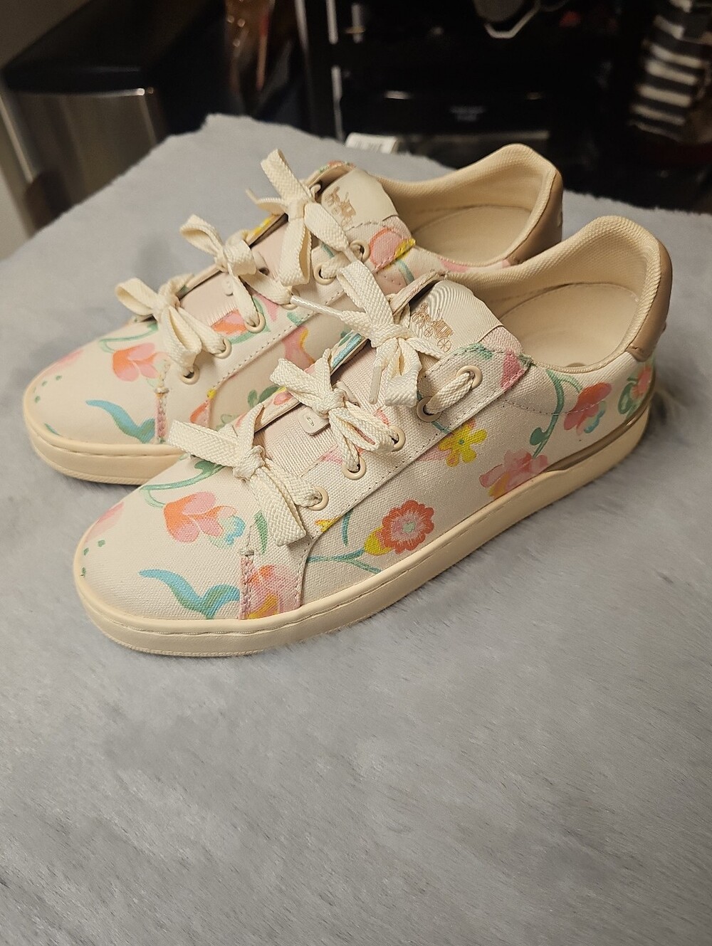 Coach Floral Canvas Sneakers - Cream with Pastel Accents | Size 7B